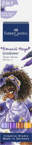 FABER-CASTELL - Goldfaber Sketch Marker Set Romantic Manga, 4 Farben | Alkoholmarker mit Brush- und Fineliner-Spitze für Manga und Illustrationen