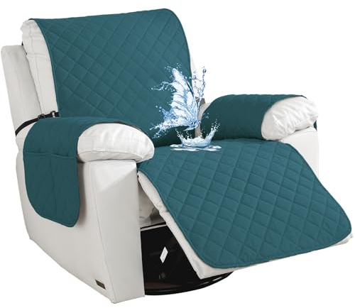 CYCMACO Armchair Covers Relax 1 Seats, Universellt Soffskydd, Halkfritt, Fåtöljöverdrag Med Sidofickor, Fläckbeständigt, Reptåligt, Avtagbart, Mörkgrön