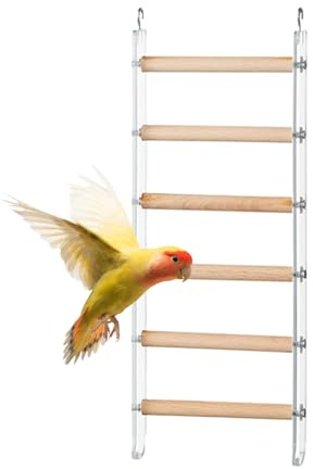Vogelleiter aus Holz – Vogelleiter für Papageien, Hängespielzeug | Conure Käfigständer Zubehör, Vogelleiter mit 360° drehbarem Haken für Papageien, Sittiche, Nymphensittiche, Sittiche, Nymphensittiche