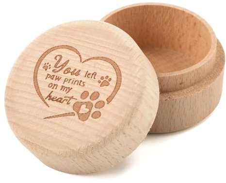 Zunishaone Boîte à souvenirs gravée pour animaux de compagnie – Porte-cendres en bois – Urne souvenir | Rangement sentimental pour les dents – Boîte à cendres pour chats et chiens – Affichage de la