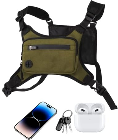 Generisch Running Chest Strap - Outdoor Bicycle Chest Bag, Phone Holder Vest Backpack for Motorcycle, Bicycle, Fishing, Hiking, Hunting, Camping, Green, see description, See description