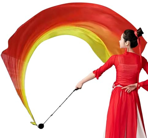 Mxshc Silk Poi | Lob Dance Flags Dance Flags With Balls - Colorful Worship, Gradient Belly Veil Poi for Church, Stage, Tribal Performances