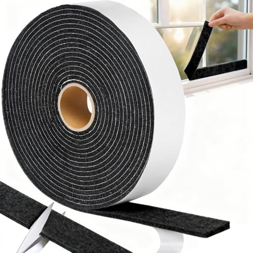 mawmuaw filt självhäftande 6 m x 3 cm x 0,4 cm självhäftande filt svart | Filtremsor självhäftande, möbelfilt filtglidare rulle, kondensabsorberande, fönster, möbler, stolar
