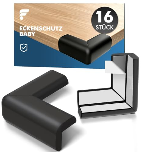 shinfly Eckenschutz Baby 16 Stück, Kantenschutz Baby - Weicher Stoßschutz Eckschutz Schaumstoff, Selbstklebend Kindersicherung Tischkantenschutz für Verschiedene Möbel, Extra Starker(Schwarz)