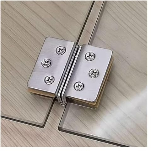 4Pcs Frameless Glass Door Gold Pivot Hinges Cabinet Clips for 3-8mm Free-Swinging