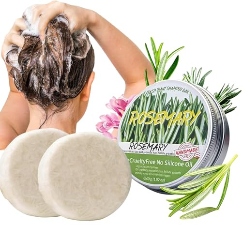 Solid Shampoo Bar for Dry Scalp, Olive Oil & Rosemary Shampoo Bars, Gentle Cleansing Scalp Care, Nourishing for Stronger, Smoother Hair. Eco-Friendly, Travel-Friendly, Handmade Soap – 2 Pack