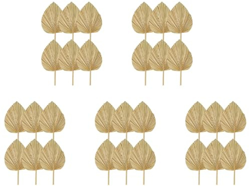Mucshim 30 hojas de palma secas naturales, abanicos de palma secas naturales, lanza de palma grande para decoración de bodas bohemias, decoración de hojas de palma tropicales S
