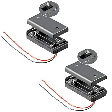 PerfectHD Batterihållare – AA batterifack – 2 x AA mignon – med på/av-brytare – 2 stycken i ett set – svart