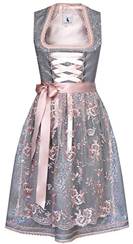 Alpenmärchen Midi Dirndl aus Exklusiver Kollektion inkl. Spitzenschürze Gr.32-54 - ALM566