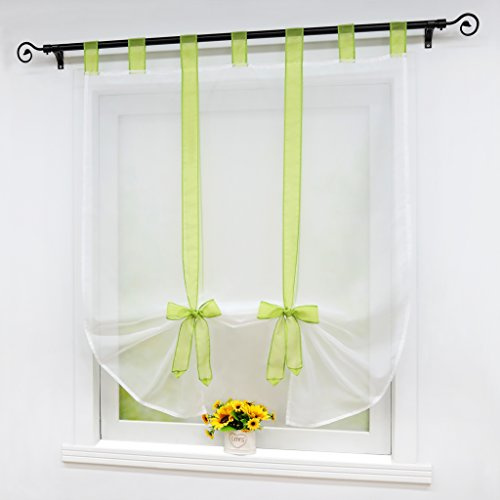 Joyswahl Raffrollo Voile Bindegardine mit Schlaufen »Adele« Unifarbige Gardinen BxH 140x140 Grün 1er Pack