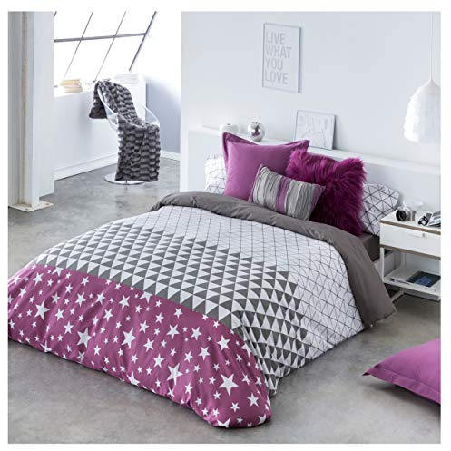 COTTON ARTean Funda Nórdica Cama 150 Algodón Poliéster Triangle Gris