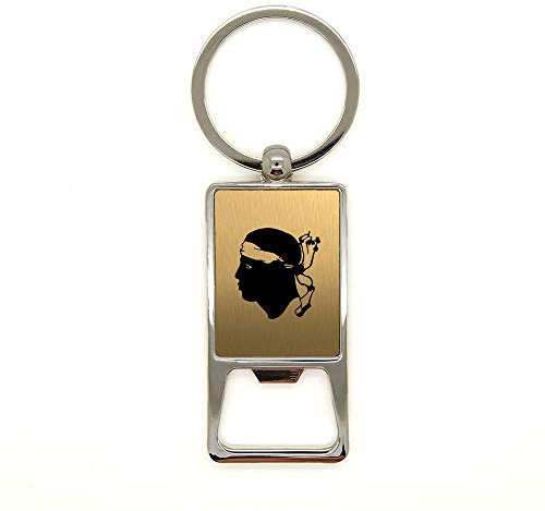 Porte clé en métal or brossé Tête corse décapsuleur gravure laser