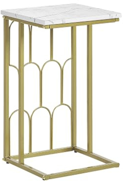 Soffbord Guld Järnram Vit och Marmoreffekt MDF Skiva Fyrkantigt Pandale