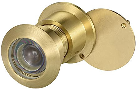 sourcing map Brass Door Viewer Peephole 220-degree with Rotating Cover for 1-3/5 to 2-1/6 Inch Doors, Satin Gold Finish