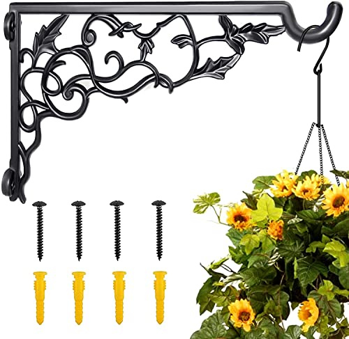 BNGGOGO Hängende Pflanzenhalterung, Rosenranbenform, massives Aluminium, strapazierfähig, zum Aufhängen, Pflanzenhaken, rostbeständige Wandhalterung, Laterne, Windspiel (1 Stück)