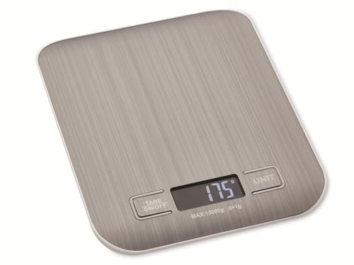 TFA Dostmann Digitale Küchenwaage Amaretti, 50.2004.54, mit Tara-Zuwiegefunktion, verlängerte Abschaltfunktion, Digitalwaage für Lebensmittel bis 10kg, modern, beleuchtete Anzeige, Silber