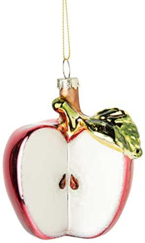 the Bridge Collection Blown Glass Red Apple Christmas Tree Ornament for Fruit or Food Themed Trees - Teacher Gift