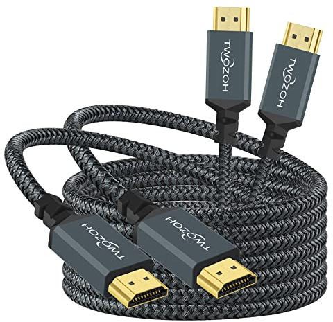 Twozoh 4K HDMI Kabel 2M 2 Stück, Geflochtenes Nylon HDMI auf HDMI Kabel Unterstützt 18Gbps 3D/4K@60Hz/2160P/1080P