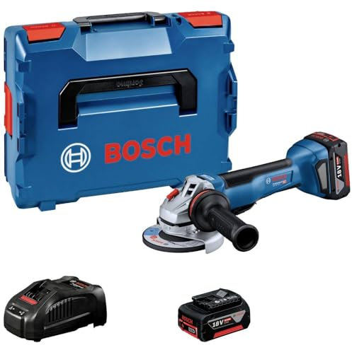 Bosch Professional 18V System Akku Winkelschleifer GWS 18V-10 P (inkl. 2x Akku GBA 18V 5.0Ah, GAL 1880 CV, Zusatzhandgriff, Schutzhaube, Schnellspannmutter, Aufnahmeflansch, L-BOXX)