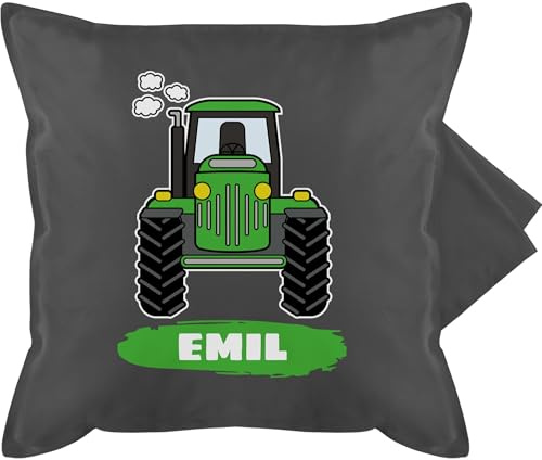 Kissenbezug - Traktor Trekker Buldog Schlepper - 50 x 50 cm - Grau - kissen tractor pillow trecker motiv kissenhülle kopfkissen traktorkissen bulldog und polster kinder personalisiertes