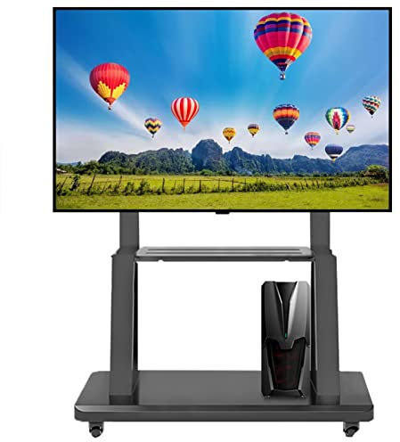 GGZONE Heavy Duty TV Cart With Av Shelf& Wheels, Large Portable Black Mobile TV Stand Fits 32-75 Inch Led Lcd Oled Flat Screen, Up To 150Kg beautiful scenery