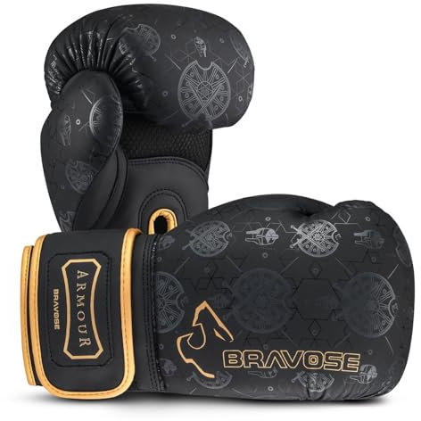 BRAVOSE Armour 14oz Boxing Gloves Men, Women, Ladies | Muay Thai Gloves for Training, Sparring Glove in Customized Mould for Snug Fit | Ideal for Punching Bag, MMA Fighting, Kickboxing 10, 12oz, 16oz
