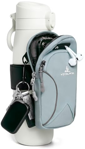 Bottle Pouch Wasser-Caddy mit Handyhalterung, Wassertasche mit Aufbewahrungstasche für Karten, Schlüssel, Geldbörse, Sportflaschen-Zubehör für Männer und Frauen, hellblau, 1 Packung, Modern