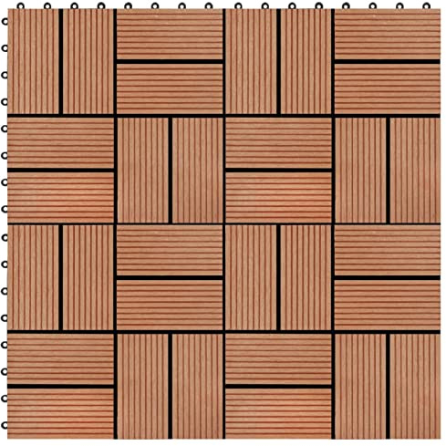 BaraSh Carreaux de terrasse 22 pcs 30 x 30 cm 2 m² WPC Teck,Caillebotis Exterieur,Dalle Terrasse Exterieur