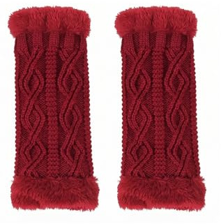 KBRPEY Damen Fingerlose Handschuhe Winter Warme Armstulpen Handschuhe Damen Kurzer Gestrickte Halb Fingerlose Fäustlinge Warm Weiche Strickhandschuhe für Damen