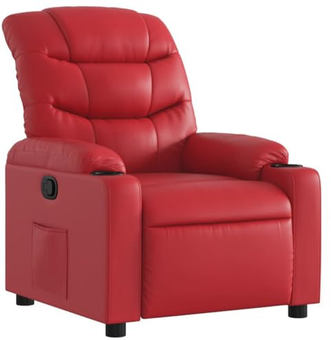 vidaXL Relaxsessel, Sessel mit Liegefunktion, Fernsehsessel Verstellbare Rückenlehne Fußteil, Liegesessel Ruhesessel Polstersessel, Rot Kunstleder