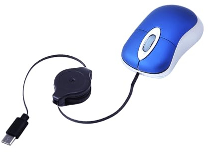 Souris Filaire USB C Rétractable pour Ordinateurs Portables et PC de Bureau - Optique de Voyage