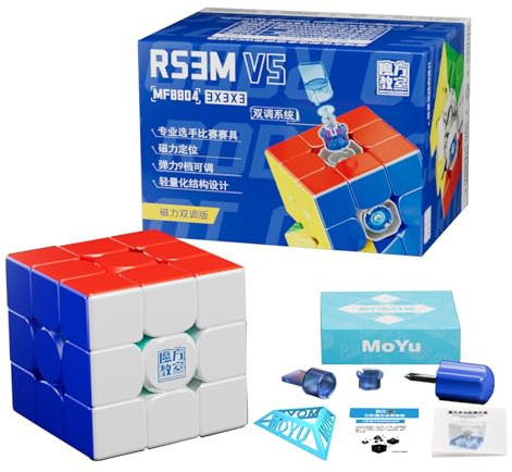 Moyu RS3M V5 2023 Cubo di Velocità 3x3 Magnetico con Doppia Regolazione, Puzzle 3x3 Professionale Senza Adesivi, Cubo Speedcube Magnetico Master, Regalo per Appassionati di Cubo
