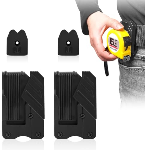 2 Pack Tape Measure Holder for Belt - Universal Tape Measure Holder Set, Secure, Efficient, Quick-Lock, Double the Convenience for Your Tool Belt