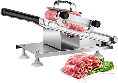 GLJTUO Affettatrice Manuale per Carne Congelata, Affettatrice per Carne in Acciaio Inossidabile Manzo Montone Rotolo di Carne Affettatrice per Pentola Calda Shabu Shabu Deli Affettatrice