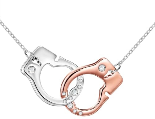 POPLYKE Handschellen Halskette Sterling Silber Handschellen Anhänger Kette Punk Rocker Schmuck Geschenke für Frauen