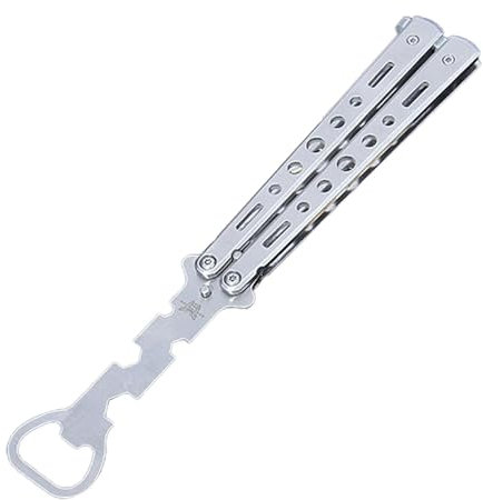 Suministros de barra de metal para abrebotellas de cerveza – Abrebotellas plegables de acero inoxidable con agarre seguro – Diseño compacto portátil versátil herramienta multifuncional