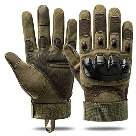 YQVEOT Vollfinger Taktische Handschuhe Fingerlose Motorrad Airsoft Sporthandschuhe Taktische Kampfhandschuhe Schießen Jagdhandschuhe Fahrradhandschuhe - Arbeitshandschuhe(Green,L)