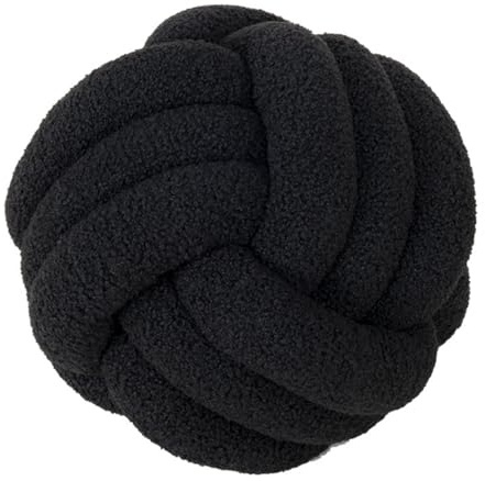 Fay Bless Moderne Wohndekoration Knotenkissen - Handgefertigtes, weiches rundes Kissen für Schlafzimmer, Bett und Wohnzimmer (Black,22CM)