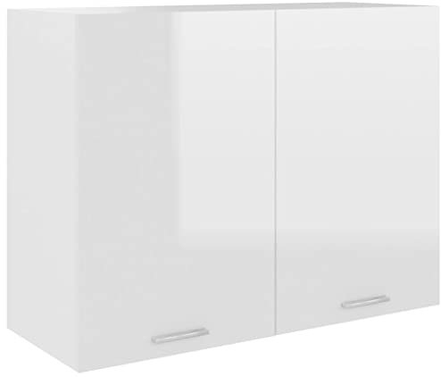 CINDERFUL Hängeschrank Hochglanz-Weiß 80x31x60 cm Holzwerkstoff,Optimierter Wandhängeschrank in Weiß für Ihre Küche mit viel Stauraum Küche, Haushalt & Wohnen Möbel