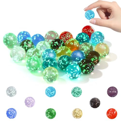 Biglie di vetro si illuminano al buio – un set da 10 pezzi con biglia colorate e screziate per giochi di pista, progetti fai da te o decorazioni per la casa