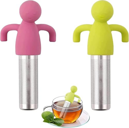 GDJIAJT 2 filtri da tè, infusore per tè sfuso, filtro da tè in acciaio inox 304, filtro da tè con manici colino da tè, uovo divertente per tazze, teiera, mulling spezie, per tazze e teiere