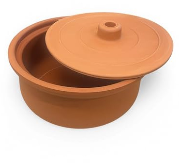 Vienberg Güvec Tontopf mit Deckel zum Kochen ⌀23,5cm I 3,5 Liter I Ton-Kochtopf, rund Schmortopf backofengeeignet, tencere Tajine Tapas