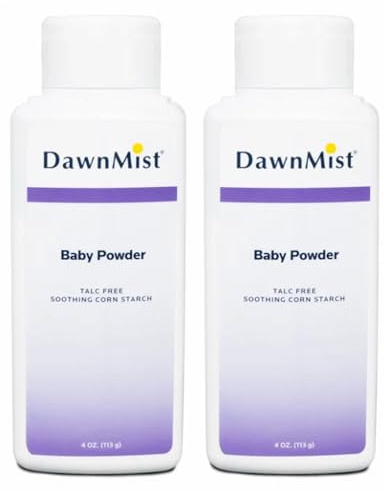 Dukal DawnMist Baby Powder – Cornstarch Formula, 4 oz. – Pack of 2 – Gentle, Softening Powder for Babies, Adults, and Daily Use