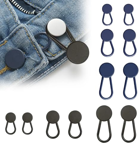 FENQURO 12 st midjeförlängare för byxor, justerbara knappar, förlängningssats med knappar för jeans, elastisk midjebreddare för män och kvinnor, graviditetsförlängare