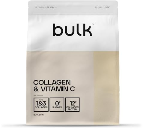 Bulk Collagène et Vitamine C en Poudre, Peptides de Collagène, Fraise, 2 kg, 132 portions
