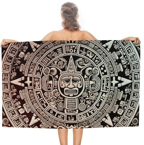 Toallas de playa de gran tamaño con calendario maya del fin del mundo, toallas de baño de secado rápido, sin arena, toalla de piscina súper absorbente, toalla turca de viaje para adultos, toalla de