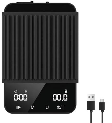 Diyife Kaffeewaage Rechteckige mit Timer, 2 Timer-Modi Feinwaage Kaffee | 2kg/0,1g Hochpräzise, 6 Einheiten, Tragbare Wiederaufladbare Espresso Waage, Stummschaltungsfunktion - Für Espresso