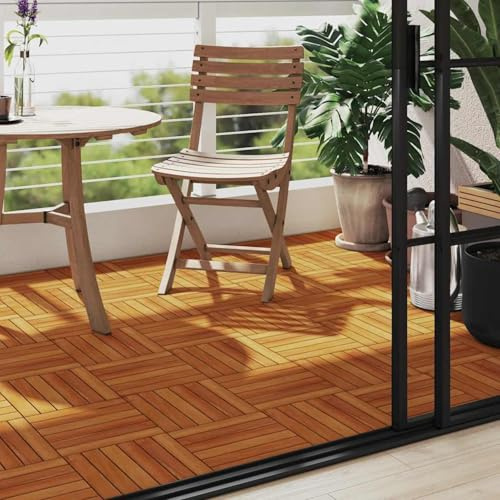 Vopese Akazien-Hartholz Terrassenfliesen 30x30cm, rutschfest, für Gartenwege und Balkone Model41584