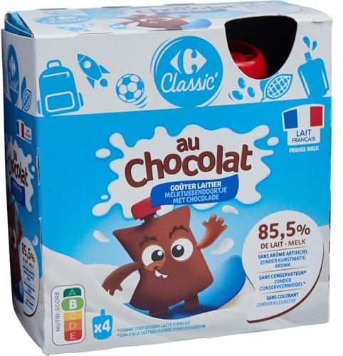 CARREFOUR CLASSIC' – Goûters Laitiers Chocolat onctueux pour une pause gourmande (4x85g) - Le Lot De 4