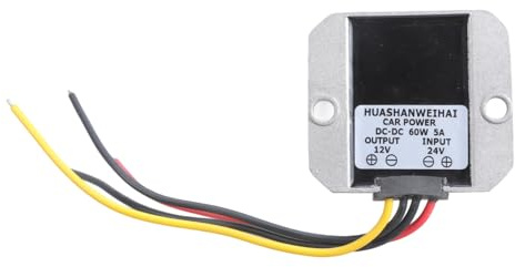 BUBEFSKD Fuente de alimentación de aluminio de 24 V a 12 V, 5 A, 60 W, fuente de alimentación de alta eficiencia para electrónica automotriz